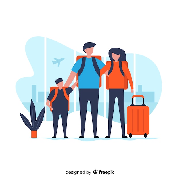 Free vector flat family traveling