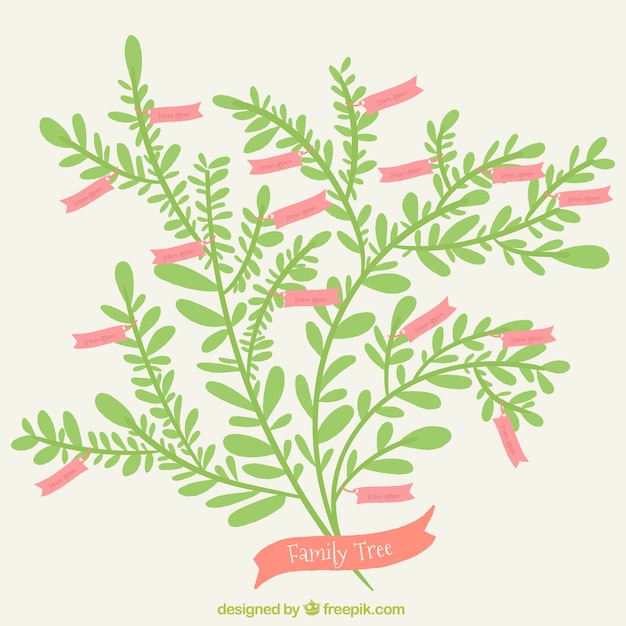 Free vector flat family tree with pink labels