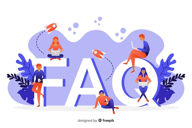 Flat faq concep blue background