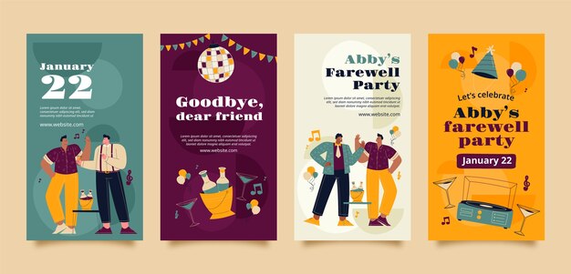 Flat farewell party instagram stories collection