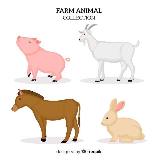 Free vector flat farm animal collection