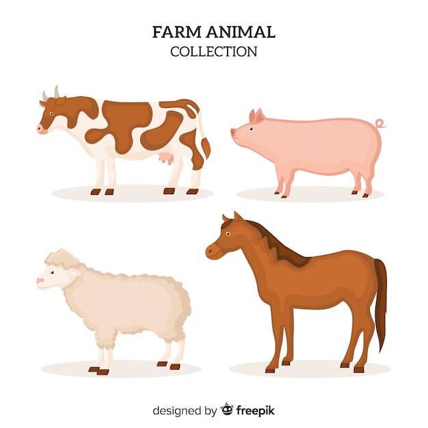 Free vector flat farm animal collection