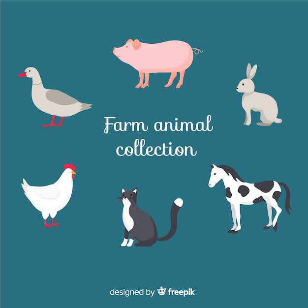 Flat farm animal collection