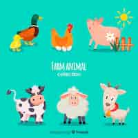 Free vector flat farm animal collection