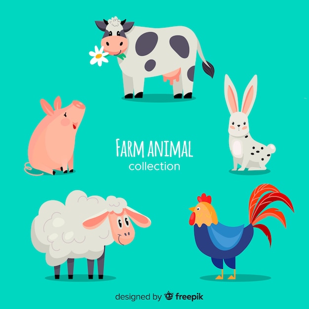 Free vector flat farm animal collection