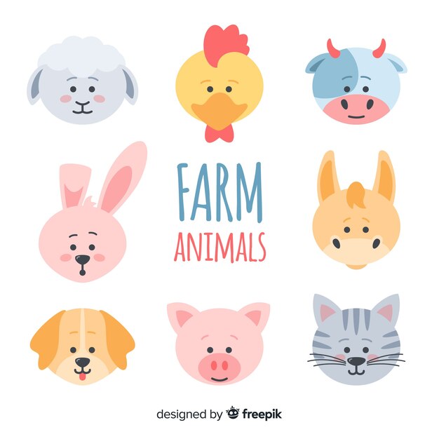 Flat farm animal collection