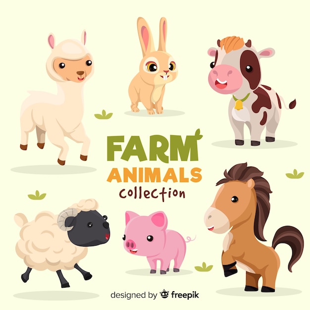 Free vector flat farm animal collection