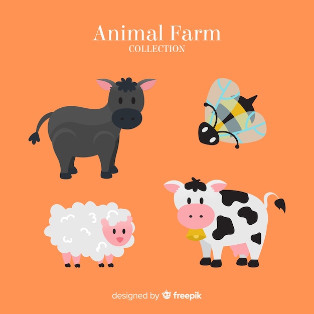 Flat farm animal collection