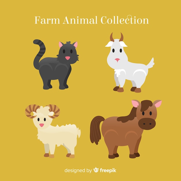 Free vector flat farm animal collection