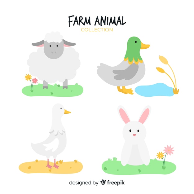 Free vector flat farm animal collection