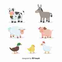 Free vector flat farm animal collection