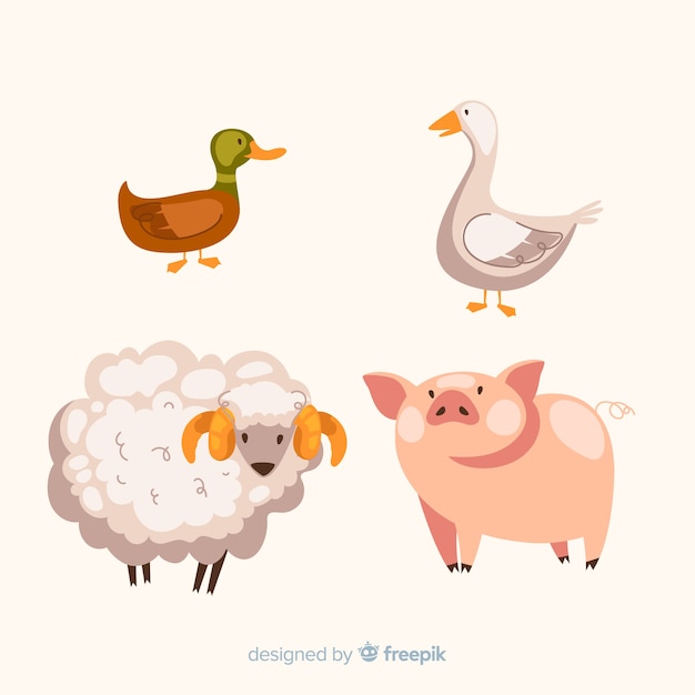 Free vector flat farm animal collection