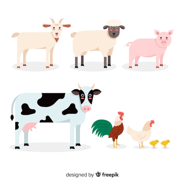 Free vector flat farm animal collection