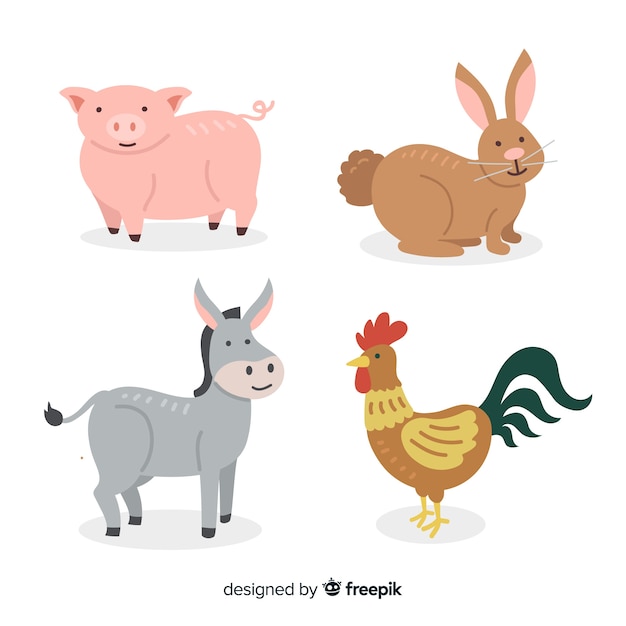 Free vector flat farm animal collection