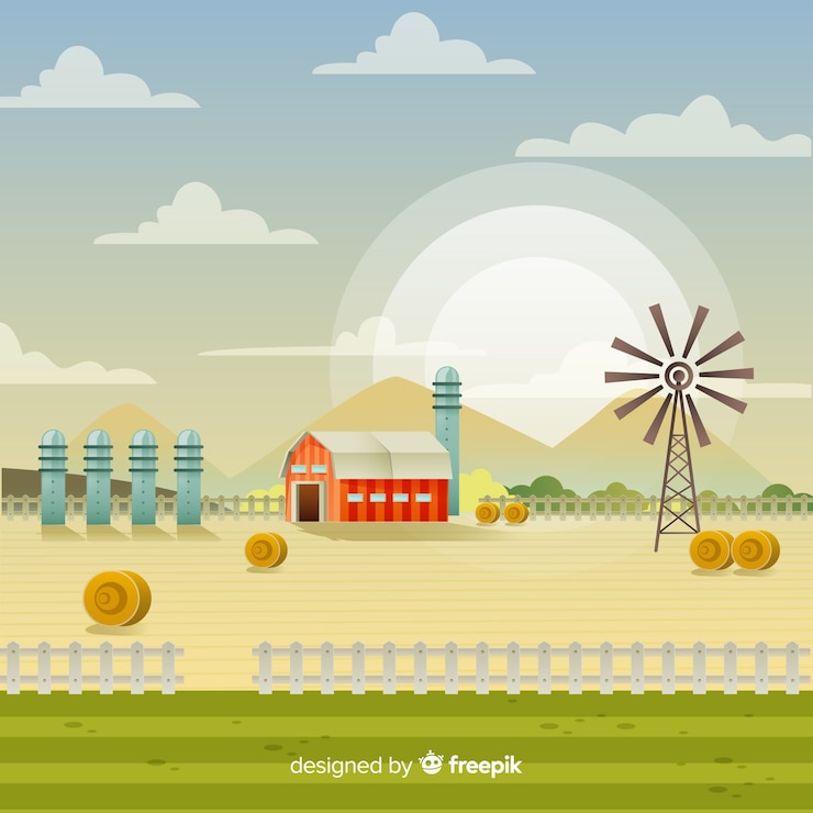 Free Vector flat farm landscape background