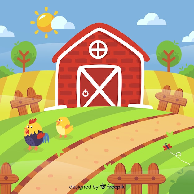 Free vector flat farm landscape background