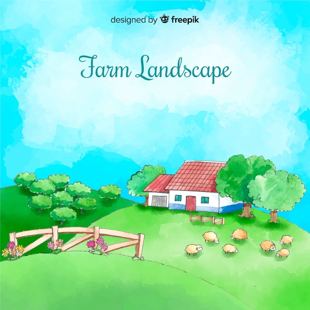 Flat farm landscape background