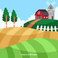 Free vector flat farm landscape background