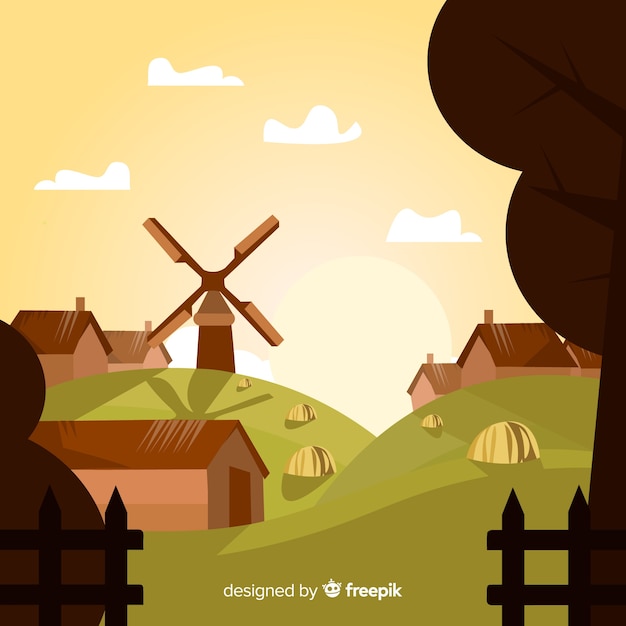 Free vector flat farm landscape background