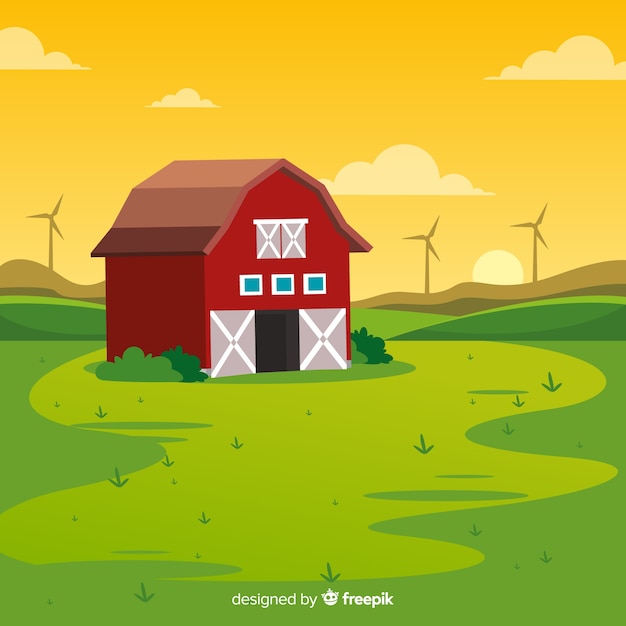 Free vector flat farm landscape background