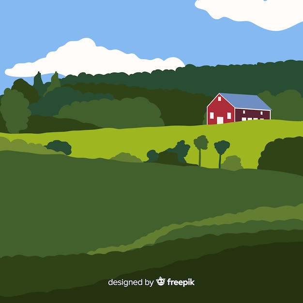 Free vector flat farm landscape