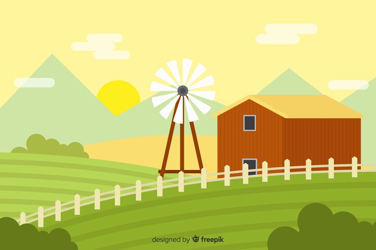 無料Vector 平らな農場の風景
