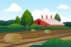 Free vector flat farm landscape