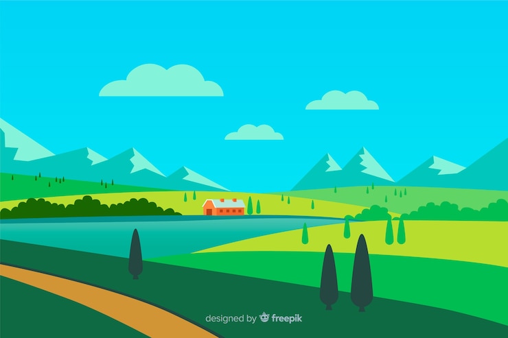 無料Vector 平らな農場の風景