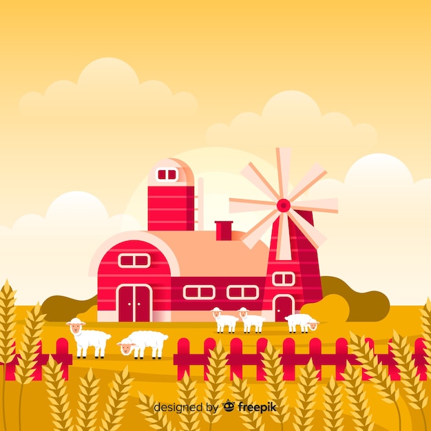 Free vector flat farm landscape