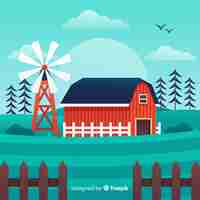 Free vector flat farm landscape