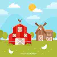 Free vector flat farm landscape