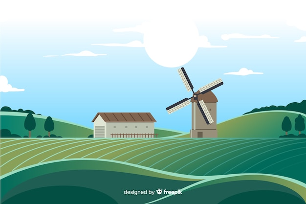 Free vector flat farm landscape