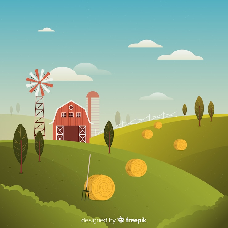Free Vector flat farm landscape