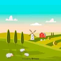 Free vector flat farm landscape