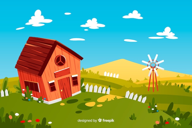 Free vector flat farm landscape