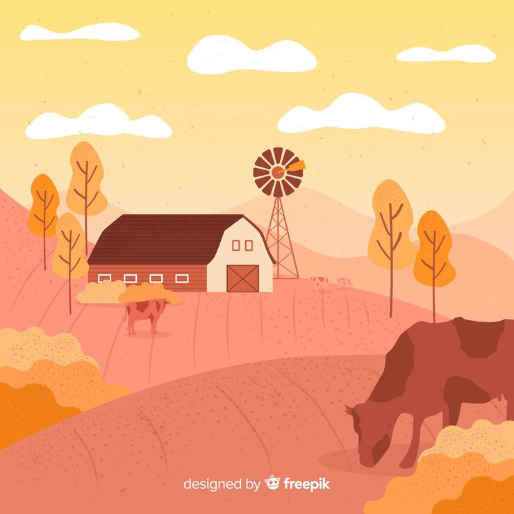 무료 Vector 평평한 농장 풍경