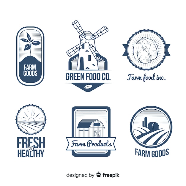 Flat farm logo collection