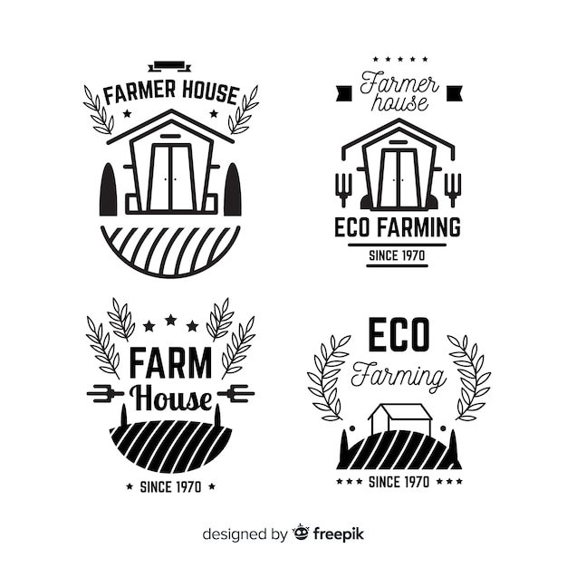 Free vector flat farm logo collection