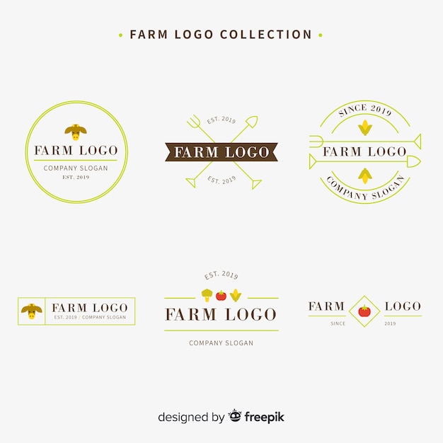 Flat farm logo collection