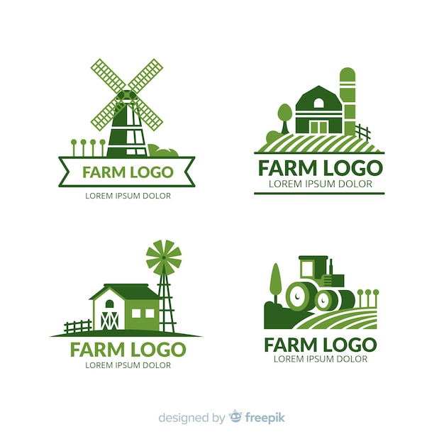 Flat farm logo collection