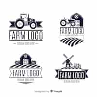 Free vector flat farm logo collection