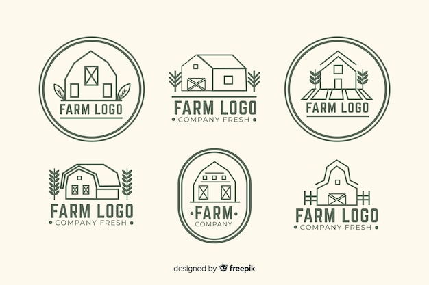 Плоская коллекция логотипа фермы