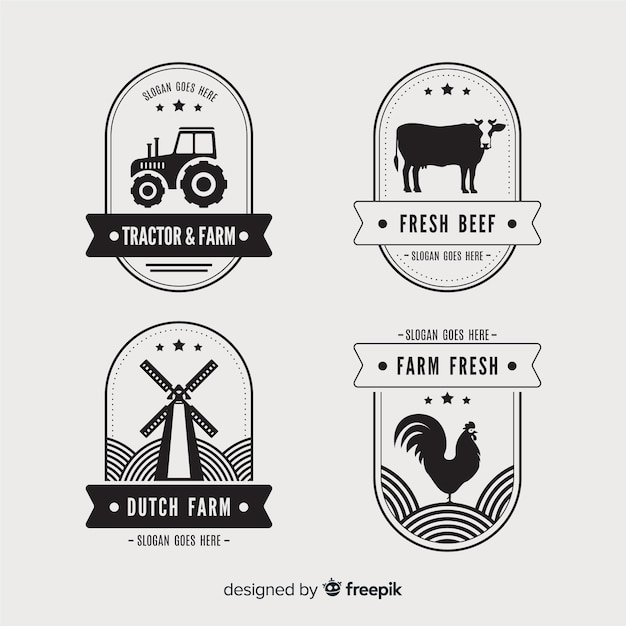 Flat farm logo collection