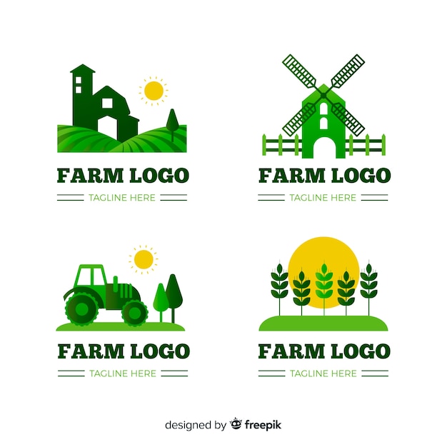 Бесплатное векторное изображение Плоская коллекция логотипа фермы