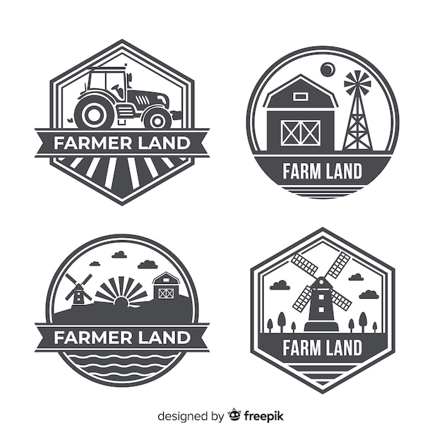 Плоская коллекция логотипа фермы