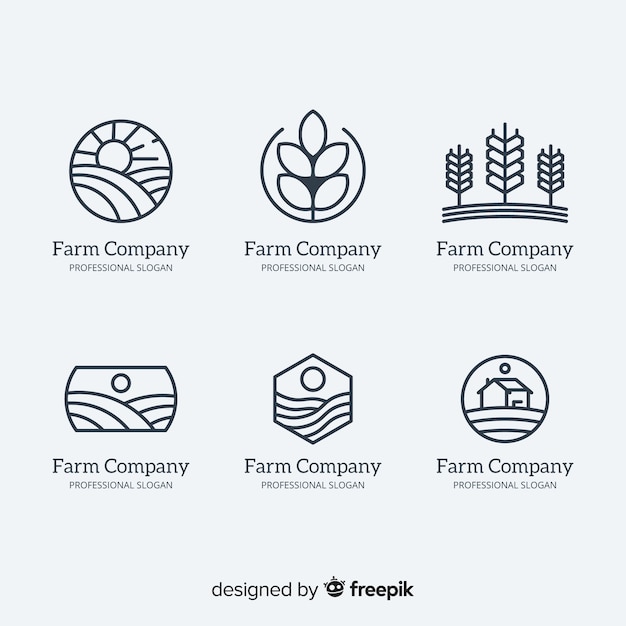 Бесплатное векторное изображение Плоская коллекция логотипа фермы
