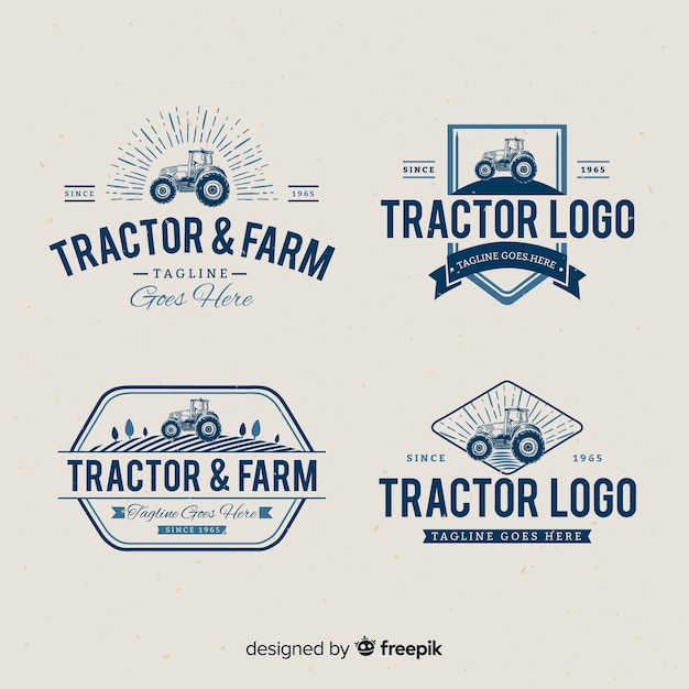 Free vector flat farm logo collection