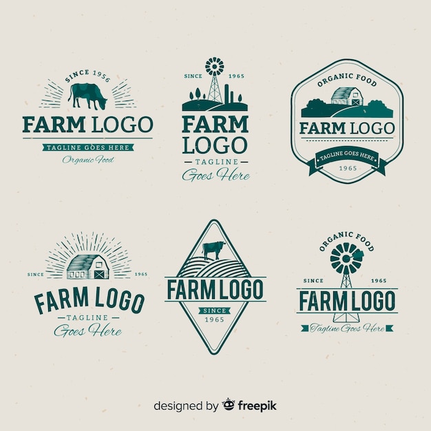 Vettore gratuito collezione logo flat farm