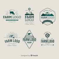 Free vector flat farm logo collection