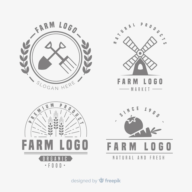 Flat farm logo template collection